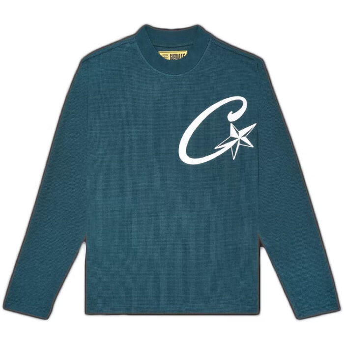 Corteiz C Starz Long sleeve Waffle Sweatshirt Green Teal