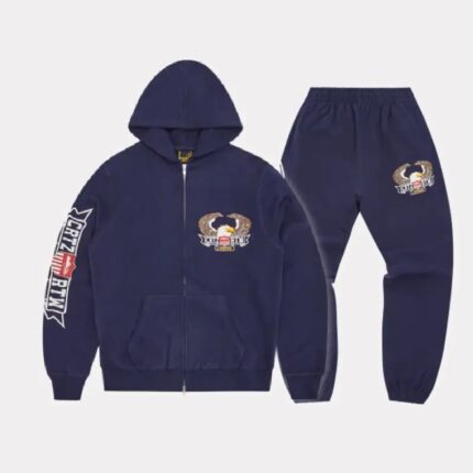 Corteiz Dipset Zip-Up Tracksuit Navy