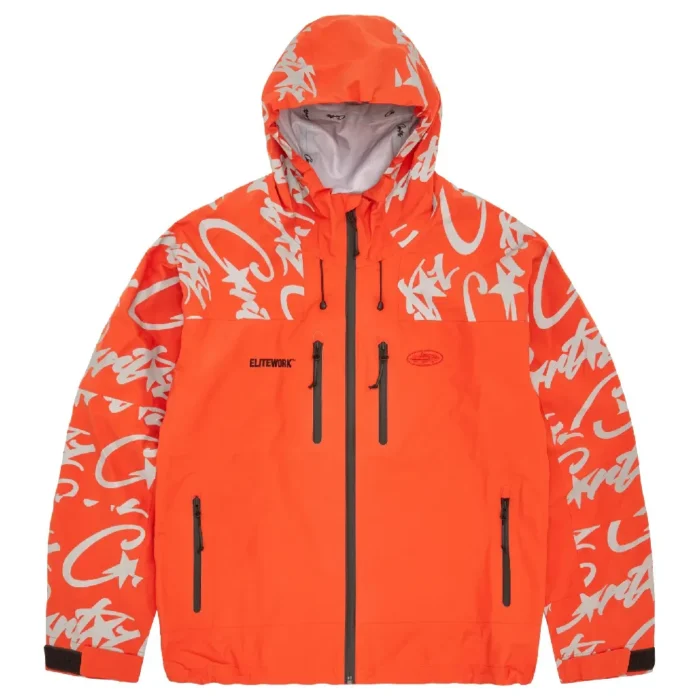 Corteiz Elitework Waterproof Shell Jacket in Orange